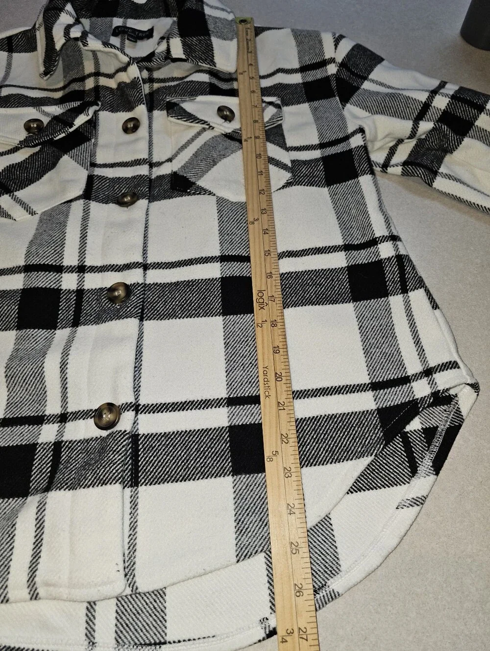 Love Tree Black & White Plaid Utility Shacket